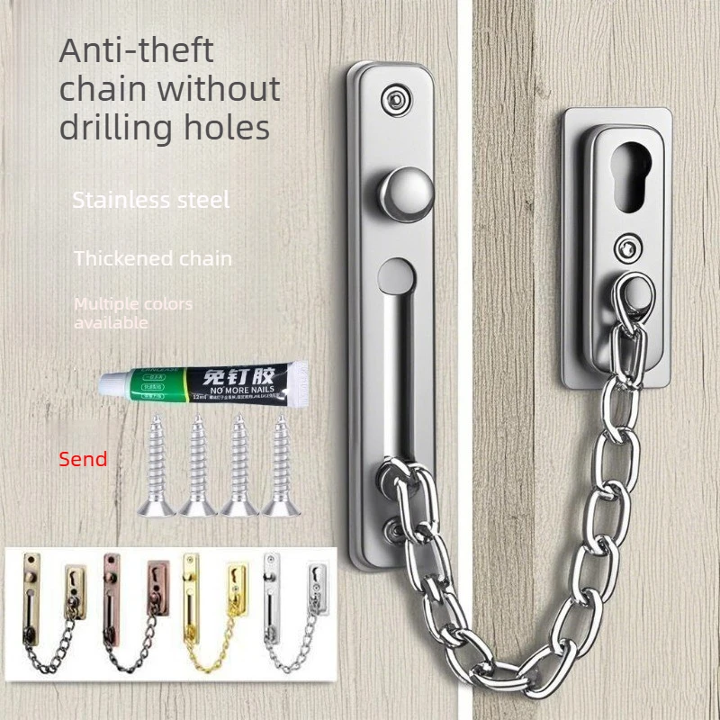 No Drill Stainless Steel Secur - Security Chain Door ulasan dan harga