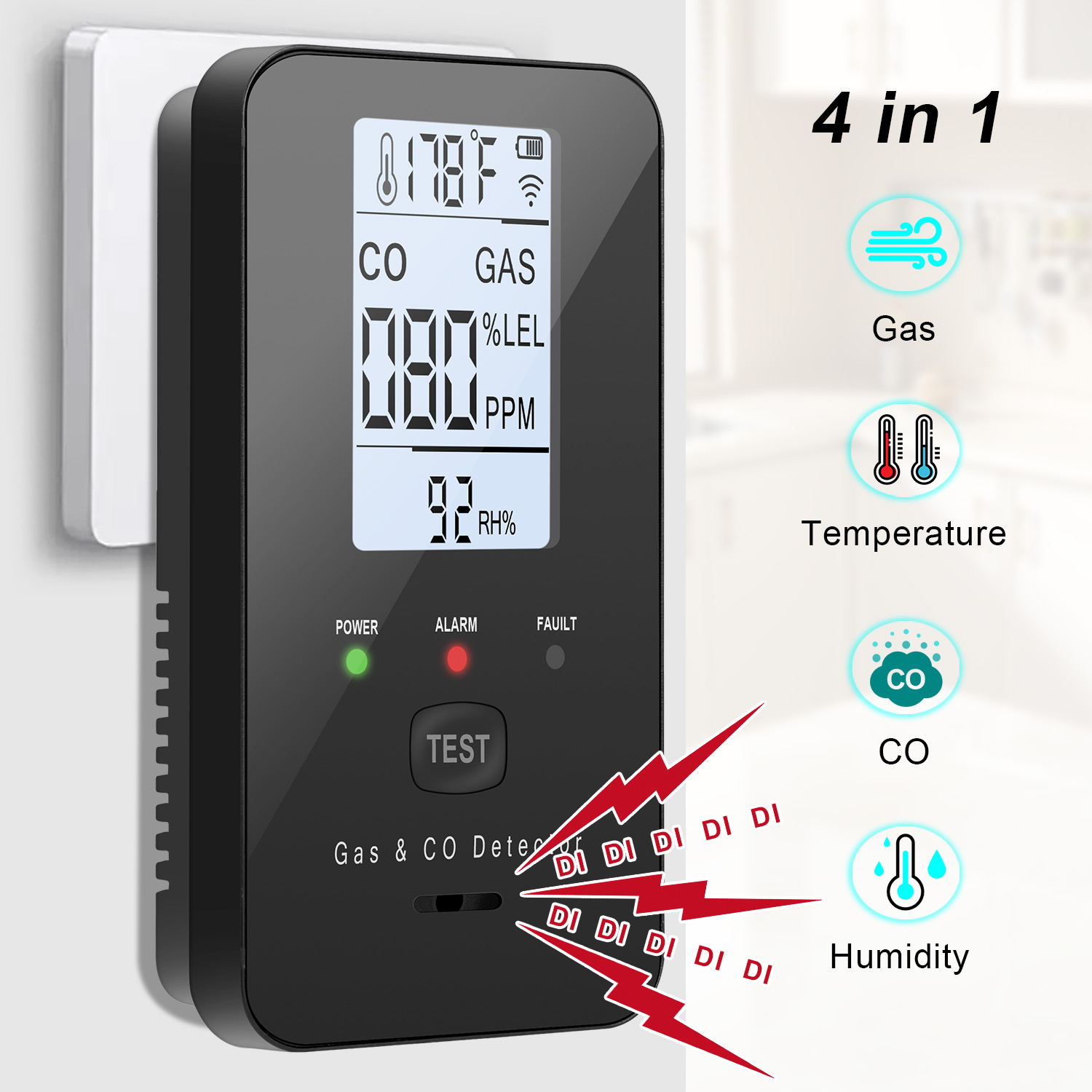 Natural Gas & Carbon Monoxide  - Co Detector Plug ulasan dan harga